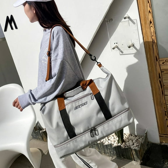 Litrail Waterproof Gym Duffel Bag for Women Men Ki-ds - with Shoe & Wet Compartments, Lightweight Washable, Carry-On for Sports Travel Beach