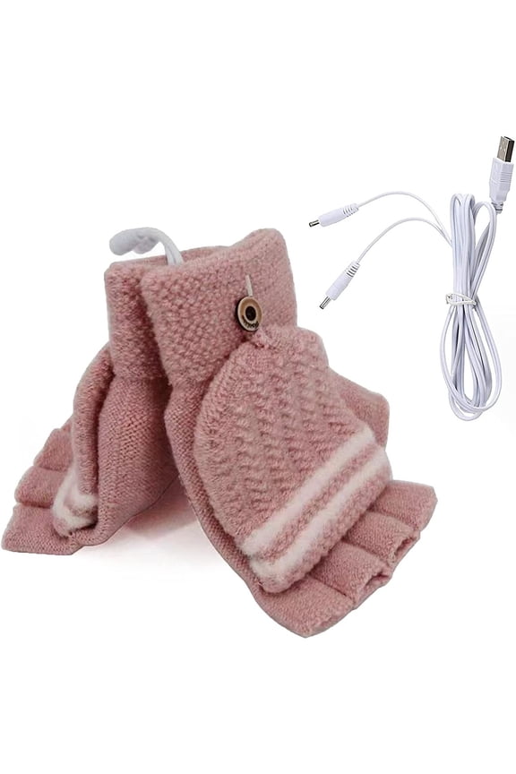 Women's USB Heated Gloves Winter, Cotton Heated Mittens for Ski Cold Weather, Washable Smart Temperature 40-50°C, Warm Gloves for Stu-dents Outdoor Indoor