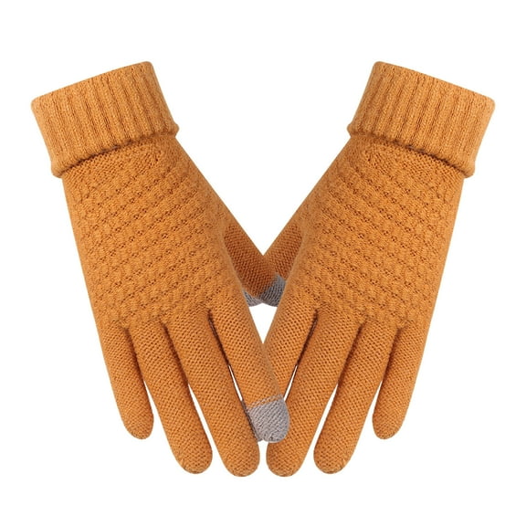 Litrail Women's Winter Touchscreen Gloves, Warm Knit Thermal Gloves with Windproof Cuffs, Outdoor Cold Weather Thickened Fashion Gloves for Driving Running