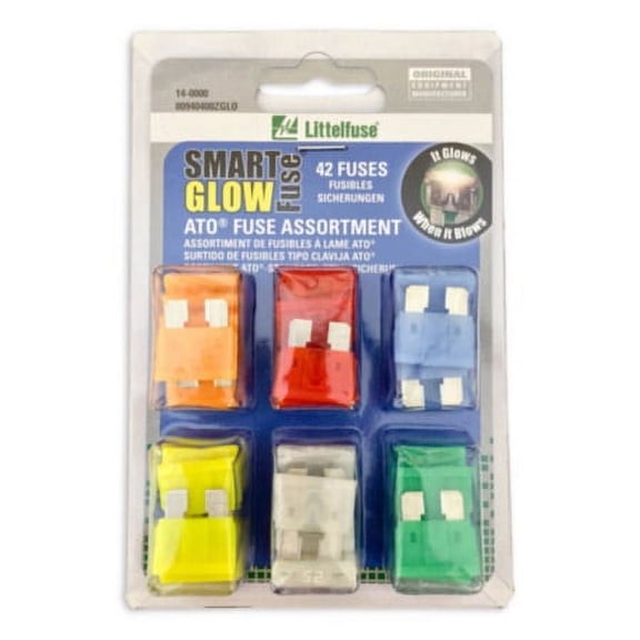 Littelfuse 00940400ZGLO Smart Glow Blade Style Assorted Multi-Pack Fuse - 42 Piece