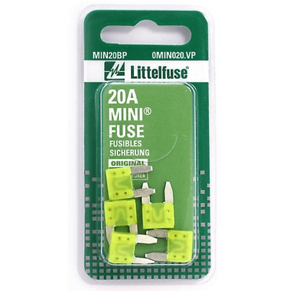 Littelfuse 0MIN020.VP Mini 20A Blade Fuses 32 V 5 pc.