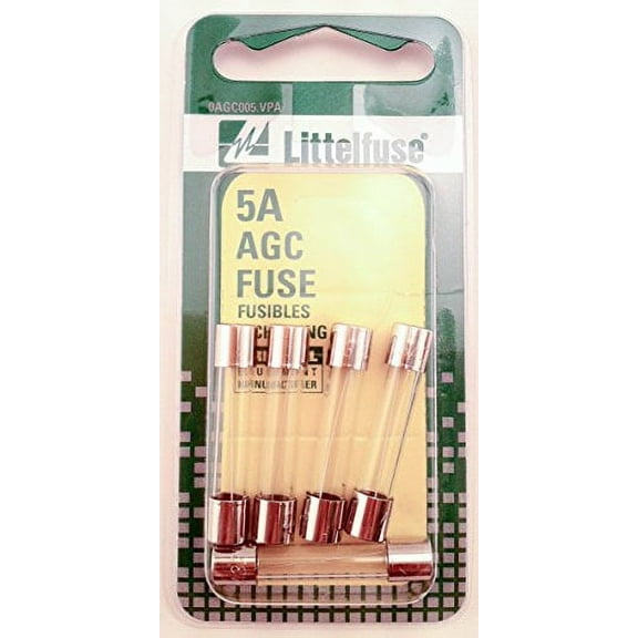 Littelfuse AGC5BP 5A AGC Glass Fuse, (Pack of 5)