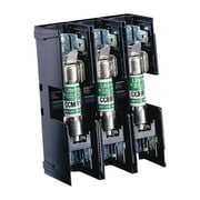 Open Fuse Block, 0 to 30A Amp Range, 600V AC/DC Volt Rating, 3 Poles, Pressure Plate