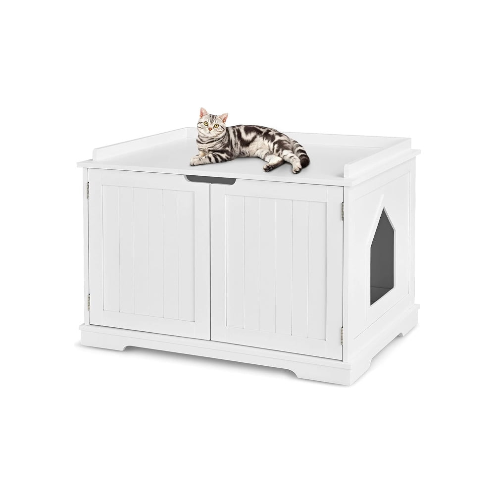 Litter Box Cabinet Tangkula Cat Litter Box Furniture - Hidden Litter Box Enclosure With Double Doors Pet House Nightstand
