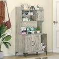thumbnail image 1 of Litter Box Enclosure with Platform,51.1 inch Large Cat Litter Box Enclosure Furniture with 4 Layer Storage Shelves,Hidden Litter Box Cabinet,Multi-Functional Cat House & Washroom, 1 of 7