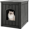 thumbnail image 1 of Litter Box Enclosure, Waterproof & Weatherproof Plastic Cat House for Indoor Outdoor Use, Multi-Functional Hidden Litter Box Furniture for Living Room, Backyard, Patio, Garage (Black), 1 of 7
