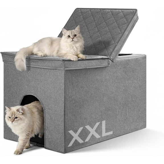 Litter Box Enclosure for Odor Control,  Cabinet Cats Litter Ottoman with Flip-Up Lid,  Litter Box Bench with Storage Space