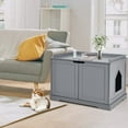 thumbnail image 1 of Litter Box Enclosure with Double , Hidden  Washroom Cabinet Storage  for Large Cats, Modern  Pet Furniture, 1 of 8