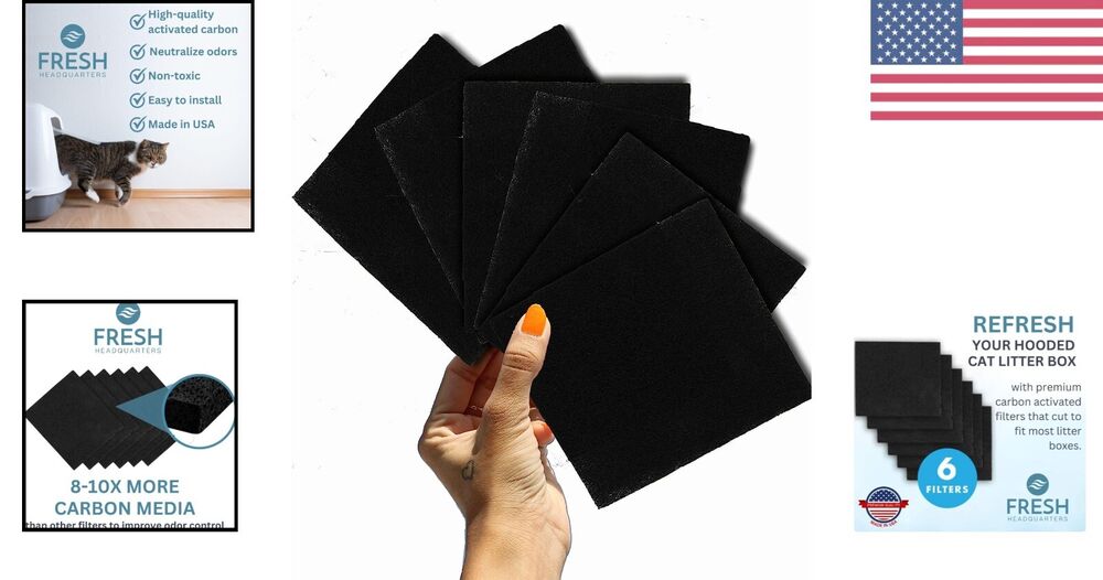 Litter Box Filters Activated Charcoal Pads for Hooded Cat Litter Box