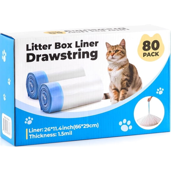 Litter Box Liner for Self Cleaning Litter Box, Extra Thick Litter Bags , Heavy Duty, , Odor Control, 80 Count for Multiple Cats