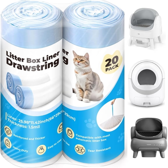 Litter Box Liner for Self Cleaning Litter Box, Extra Thick  Litter Bags Replacement, Heavy Duty, , Odor Control, 40 Count for Multiple Cats