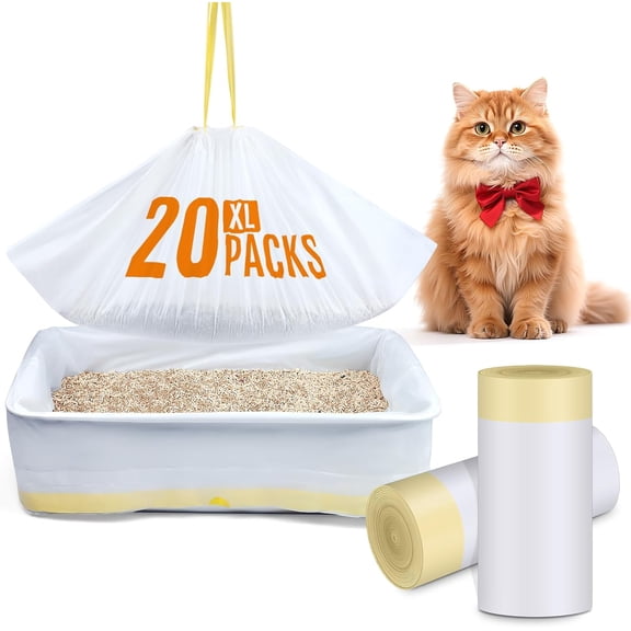 Litter Box Liners - -Resistant  Litter Bags with Easy-Open Breakpoints, Extra-Large Size for Hassle- Cleaning (20 Packs)