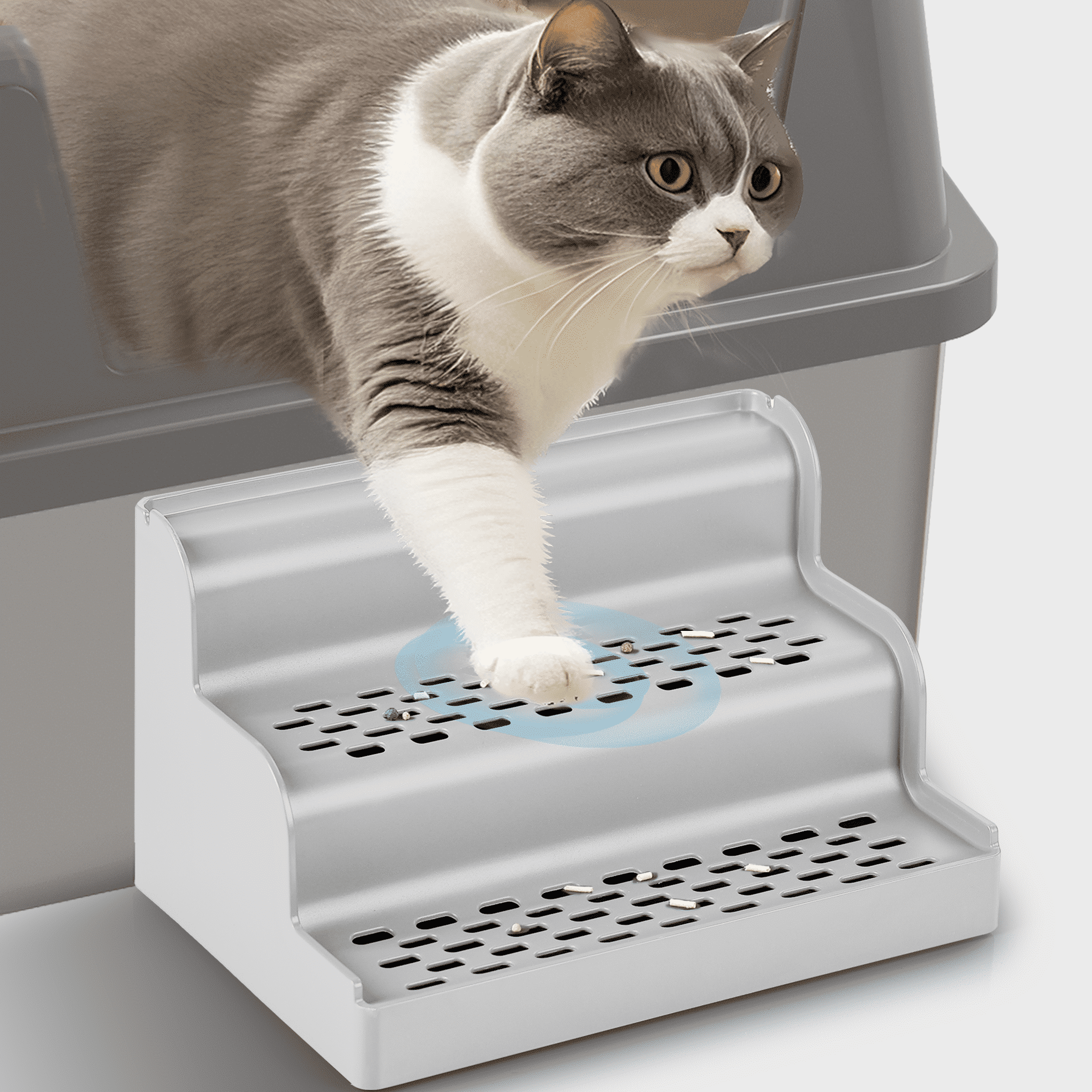 Litter Box Step (Light Gray, Pack of 2), 9.8