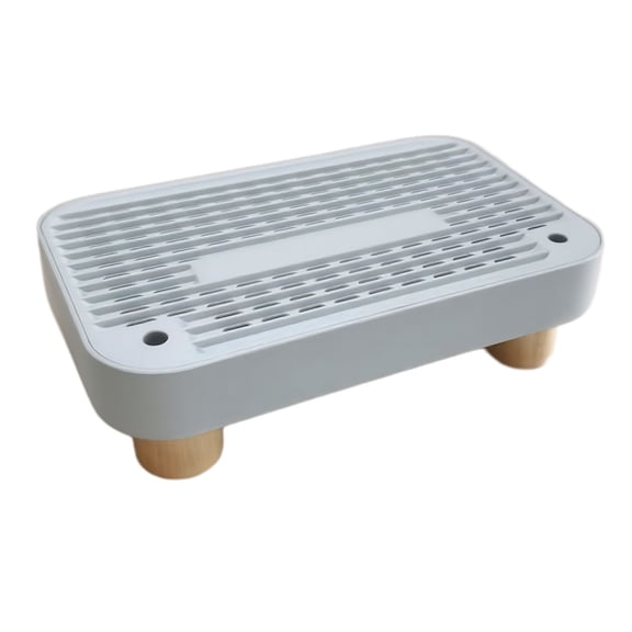 Litter Box Step with Wooden Legs, Anti-Tracking Litter Box Step, Easy Clean, Gray Litter Box Catcher, Raised Cat Litter Trapper Mat for Most Litter Boxes