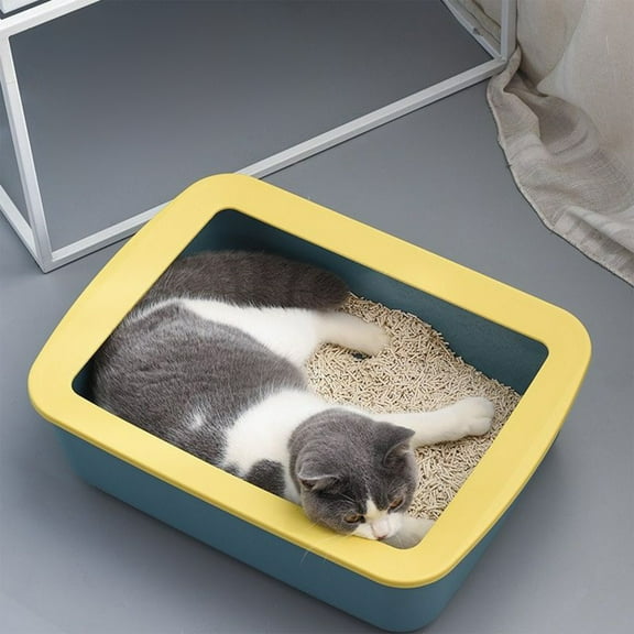 Litter Box Training System, Heavy-Duty Plastic, Leak-Proof Design, Semi Closed Pan, For Indoor Cats, Pet Litter Pan Alternative, Spillage Proof, Easy Cleanup, Cat House Litter Box Sopatenor