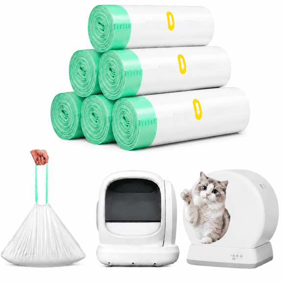 120 Count 26" x 16" Automatic Cat Litter Box Bags,Thick Self-Cleaning Cat Litter Box Replacement Liners with Drawstring Heavy Duty