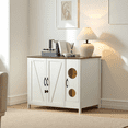 thumbnail image 1 of Litter Enclosure with Cat-Exclusive Dog-Proof Entrance, Litter Cabinet with Power Outlet and Litter Collector, for Placing Cat Robot 3/4,Antique White, 1 of 10