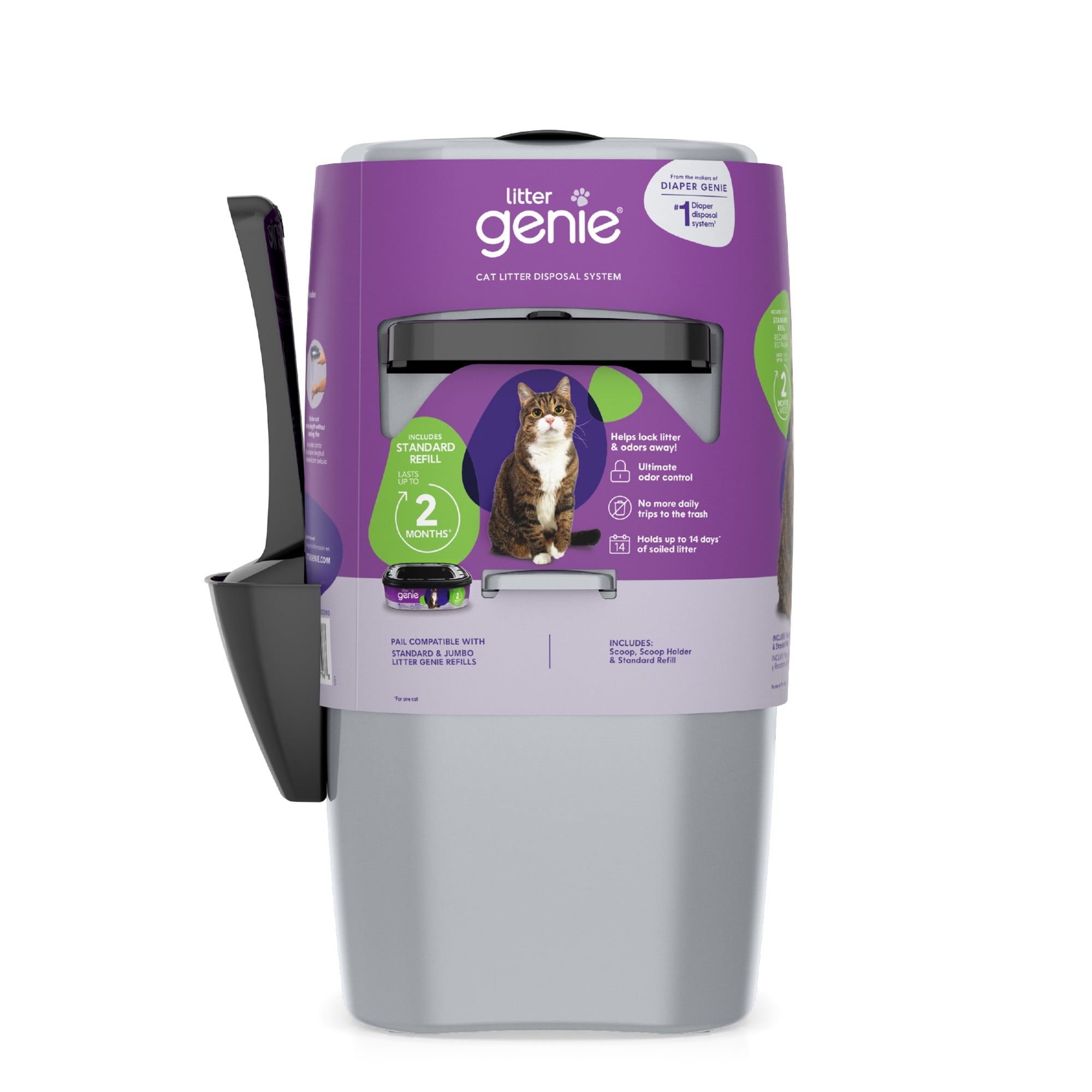 Compact Gray Plastic Cat Litter Disposal System with Refill