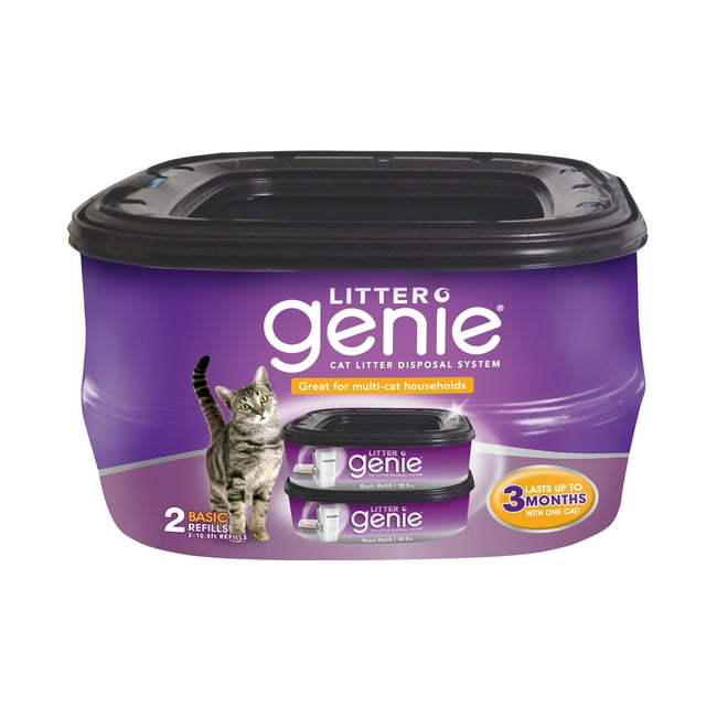 Litter Genie Plus Cat Litter Disposal, OdorFree Roll Bags, Basic