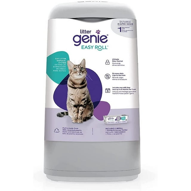 Litter Genie Easy Roll Pail, Cat Litter Disposal System, Ultimate Odor