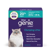 Litter Genie Light Unscented Clumping Cat Litter, 28 lbs with 9 ft refill| Lightweight 20% Lighter Natural Clay | Fast-Clumping, Odor Control, Dust-Free