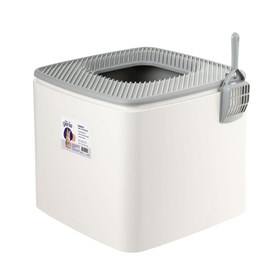 Litter Genie Premium Top Entry Cat Litter Box with Scoop, Square Enclosure for Cat