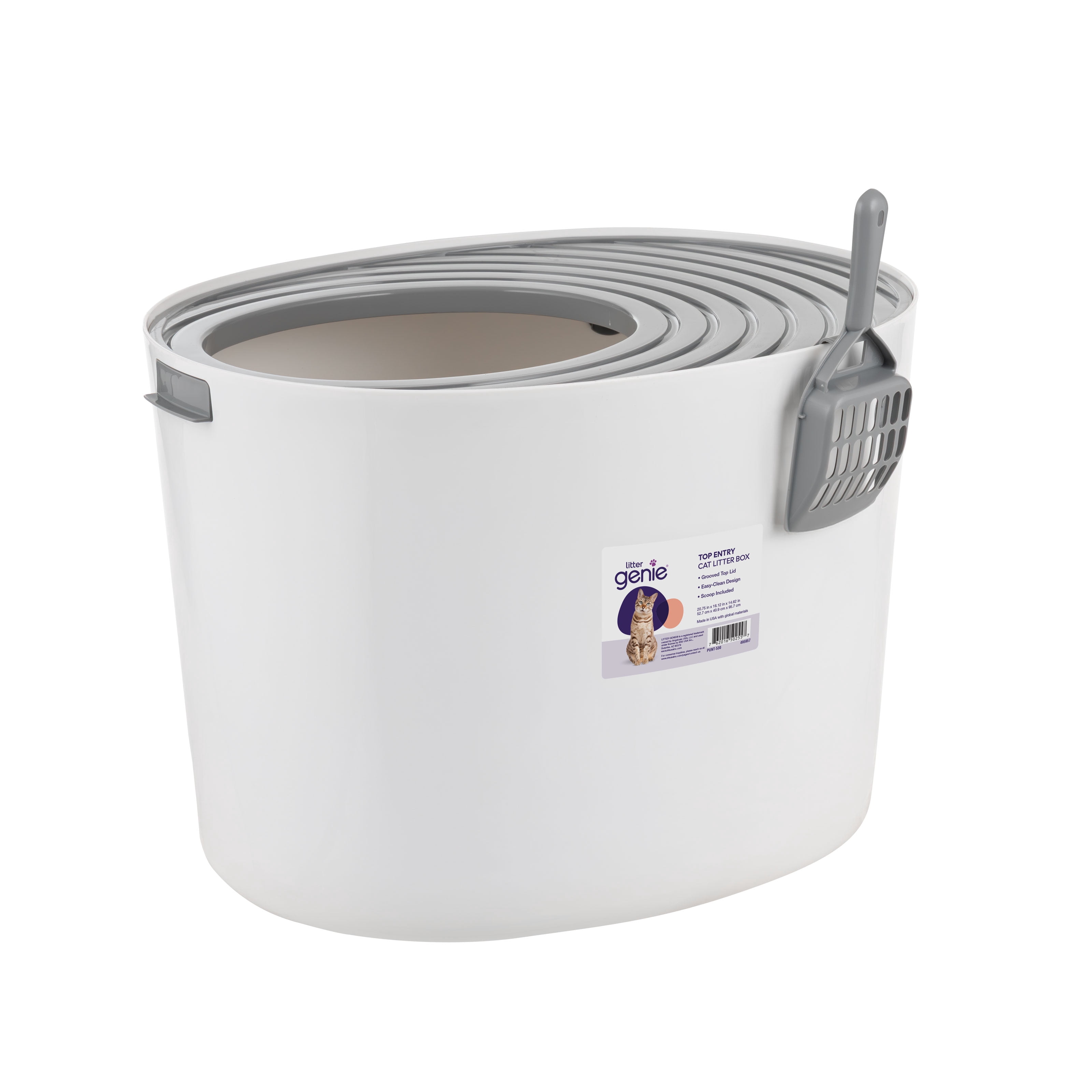 Litter Genie Round Top Entry Cat Litter Box Litter Particle Catching Cover and with Scoop