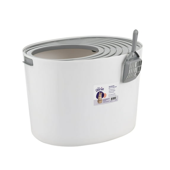Litter Genie Round Top Entry Cat Litter Box Litter Particle Catching Cover and with Scoop
