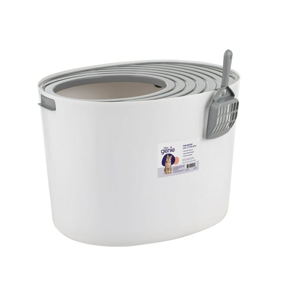Litter Genie Round Top Entry Cat Litter Box Litter Particle Catching Cover and with Scoop