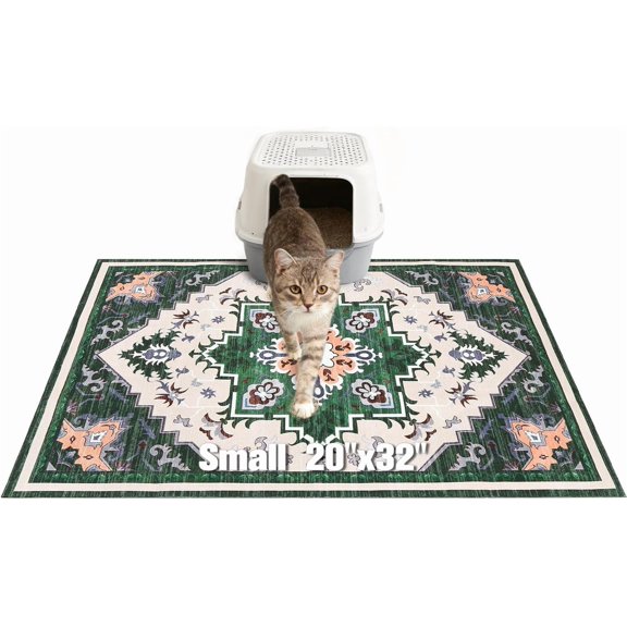 Litter Mat, 20"x32" Small Non-Slip Litter Trapping Mat Easy to Clean Washable Litter Box Mat for Floor Soft Kitty Paws, Indoor Mats Rug Pads for Bathroom