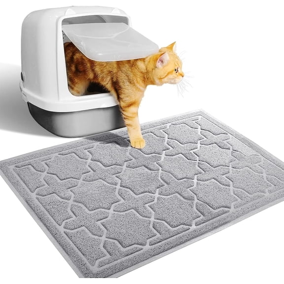 Litter Mat, 24"x20" Litter Mat with Litter Lock Mesh, Soft Litter Mat Litter Trapping Mat, Easy to Clean, Non-Slip, Water Resistant, Litter Free Floors, Grey