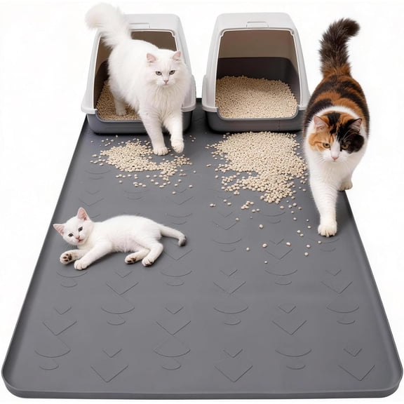 Litter Mat, 40" x 28" Litter Box Mat, Litter Trapping Mat, Soft Kitty Paws & Easy to Clean for Floor, /Urineproof Litter Pad for Indoor Cats