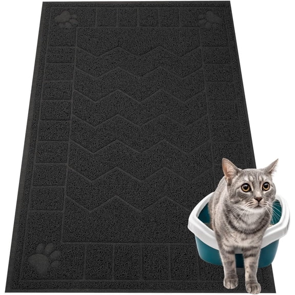 Litter Mat, Litter Trapping Mat Soft  Kitty Paws, 35" x 24" Kitten Litter Box Mat for Cleaner Floors, , Easy Clean, Durable Large Size  Litter Pad for Kitten.
