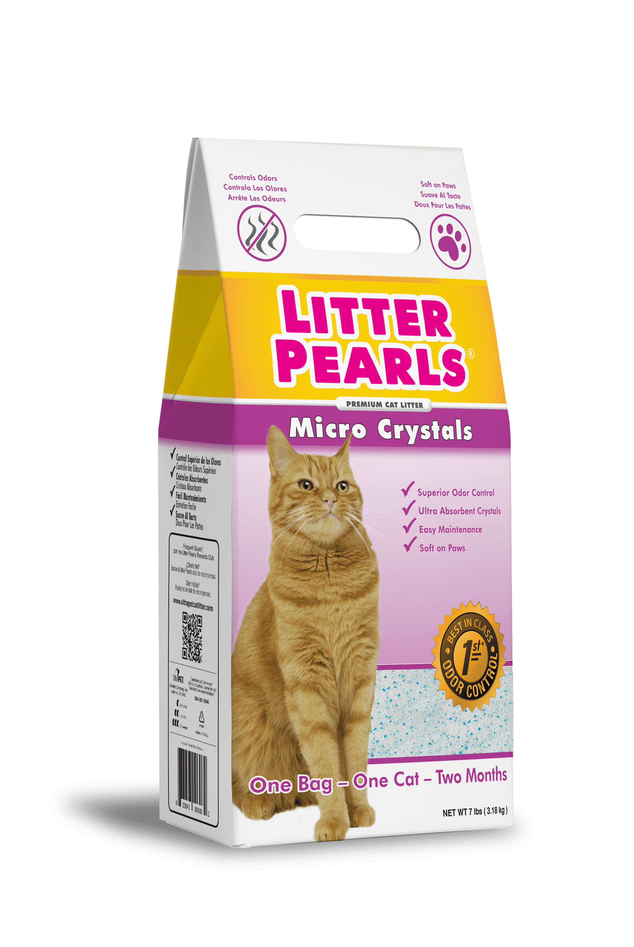 Litter Pearls Non-Clumping Odor Control Micro Crystal Cat Litter, 10.5 lb Bag