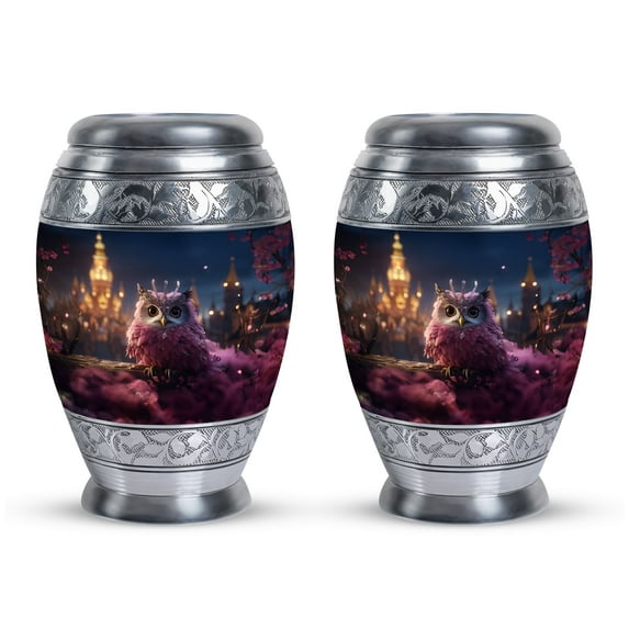 Litter Pink Owl - Cremation Urn Human Ashes - Burial Urns - 3 Inch - Pack Of 2 - Urns For Ashes Adult Female - Decorative Urns - Creamated Ash Urns Adults - Urns For Human Ashes Adult Female Mom