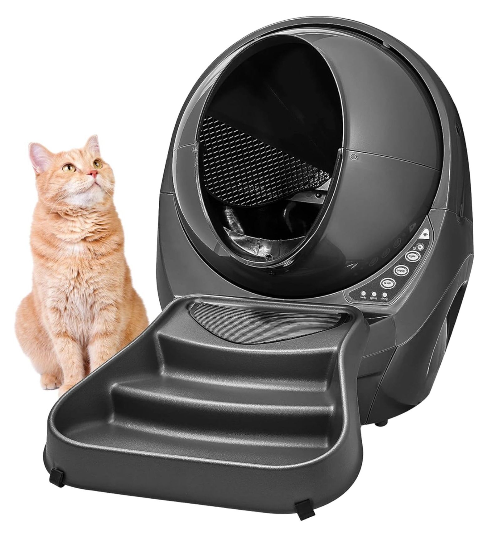 LitterRobot 3 Connect & Ramp by BIN24, Grey Automatic, SelfCleaning Cat Litter Box, App
