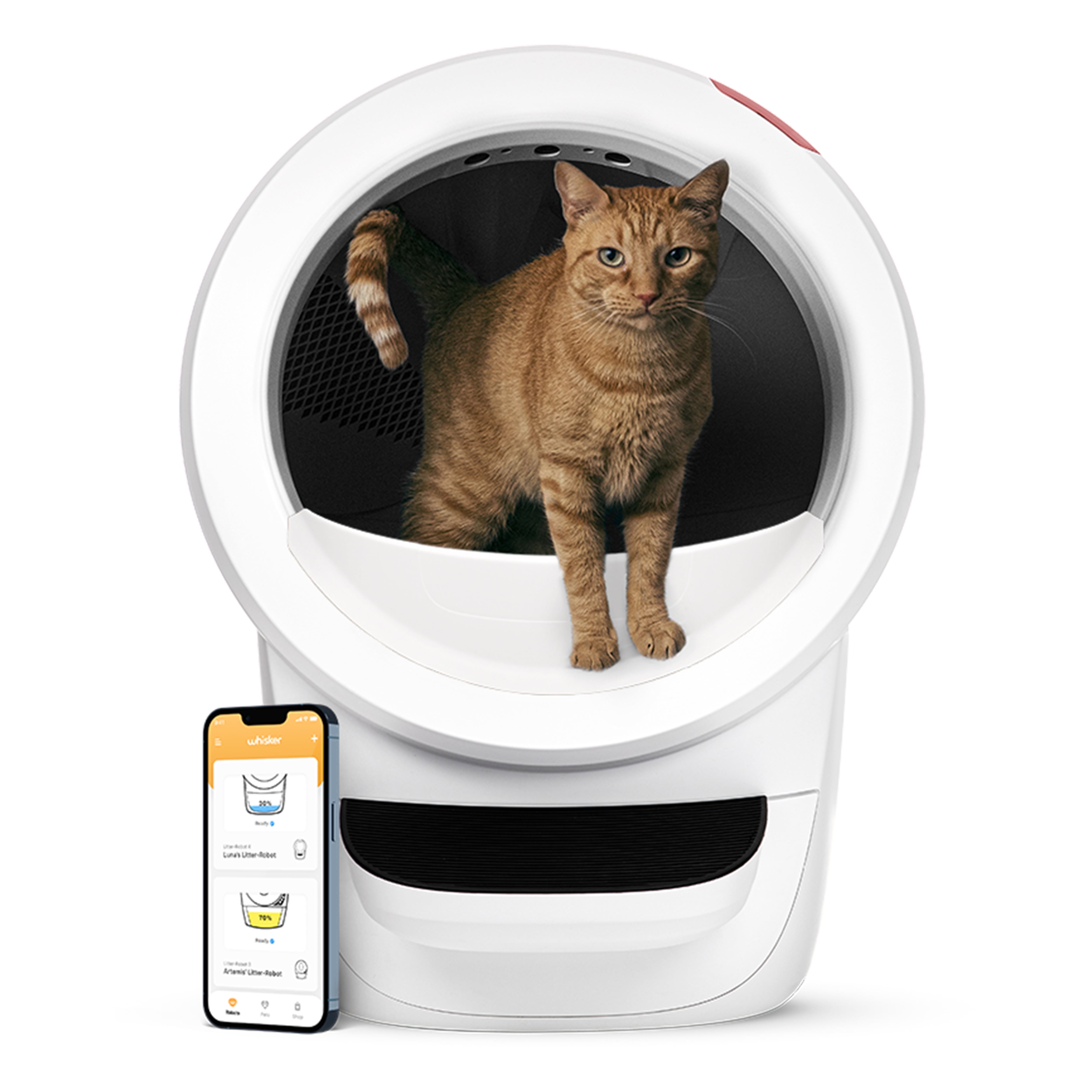 White Automatic Self-Cleaning Cat Litter Box with Step