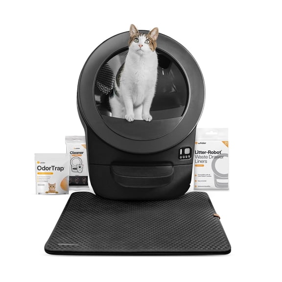 Litter-Robot EVO Core Bundle, Self-Cleaning Cat Litter Box with Accessories, Black