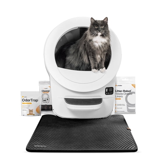 Litter-Robot EVO Core Bundle, Self-Cleaning Cat Litter Box with Accessories, White
