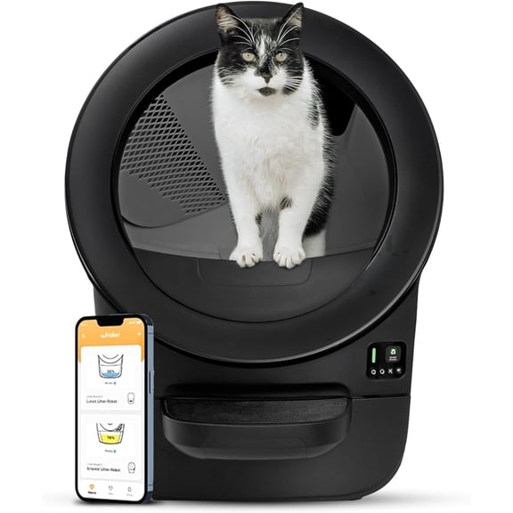 Litter-Robot EVO by Whisker, Black – Automatic Self-Cleaning Cat Litter Box, Compact Space-Saving Design, Advanced Odor Control, Works with Any Clumping Litter, WhiskerCare™ 1-Year Warranty