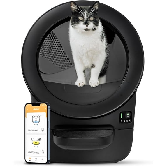 Litter-Robot EVO by Whisker, Black – Automatic Self-Cleaning Cat Litter Box, Compact Space-Saving Design, Advanced Odor Control, Works with Any Clumping Litter, WhiskerCare™ 1-Year Warranty
