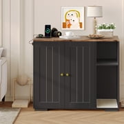 Litter Robot Enclosure, Cat Litter Box Furniture with Power Outlet, Cat Litter Box Enclosure Cabinet with Double Doors and open shelf for Litter Robot