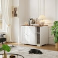 thumbnail image 1 of Litter Robot Enclosure, Cat Litter Box Furniture with Power Outlet, Cat Litter Box Enclosure Cabinet with Double Doors and open shelf for Litter Robot, 1 of 7
