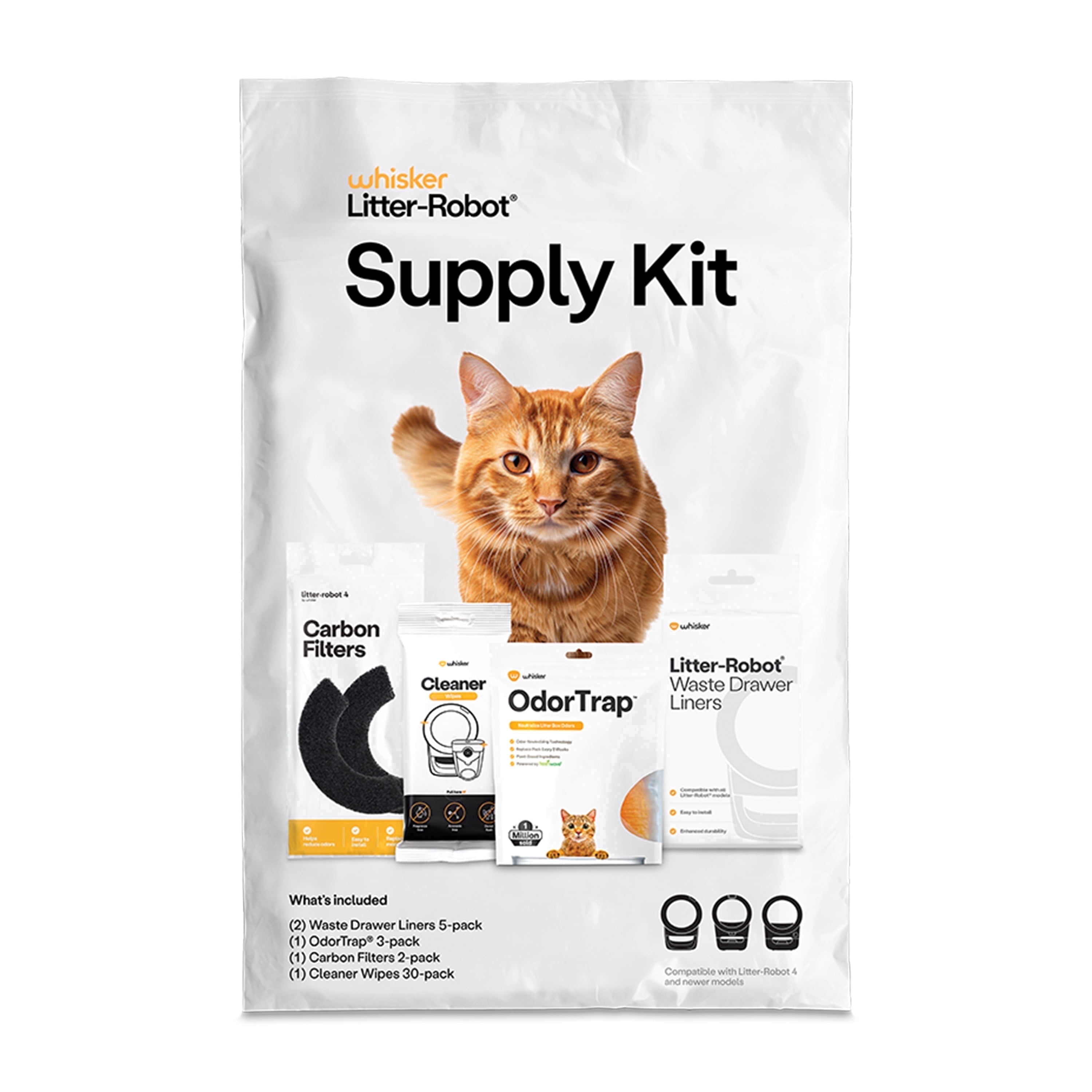 Litter Kit Litter-Robot Supply Kit by Whisker - Includes 30 Cleaner Wipes, 10 ...