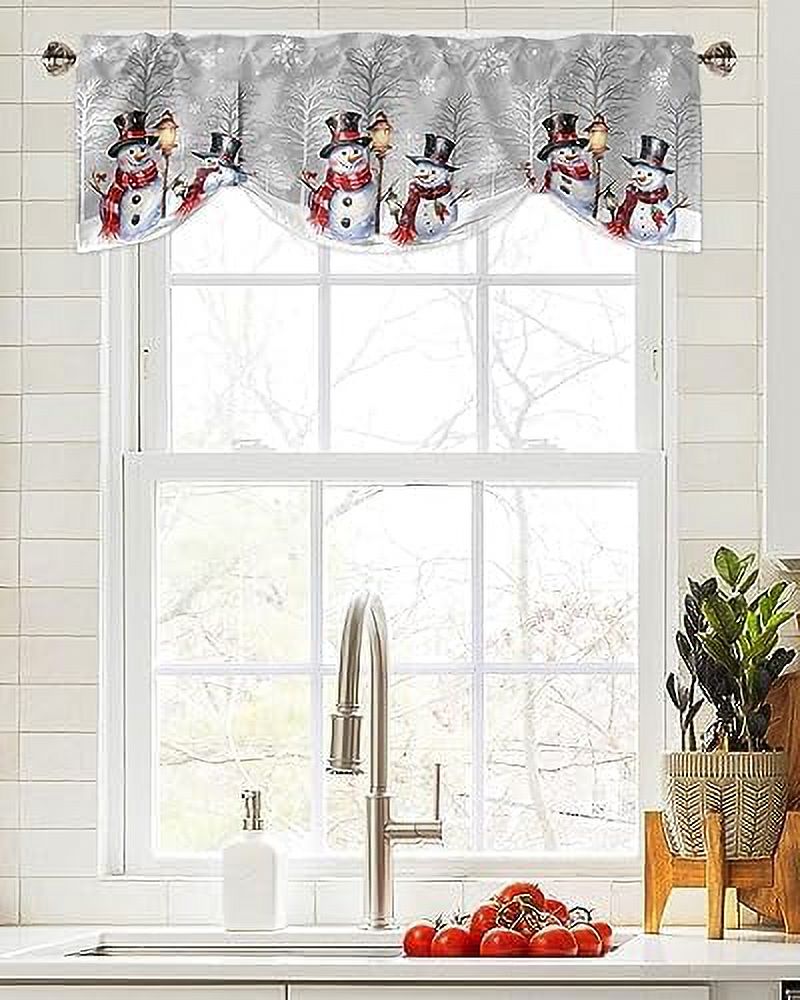 Litter Star Christmas Cardinal Valance Kitchen Cafe Curtains Berry