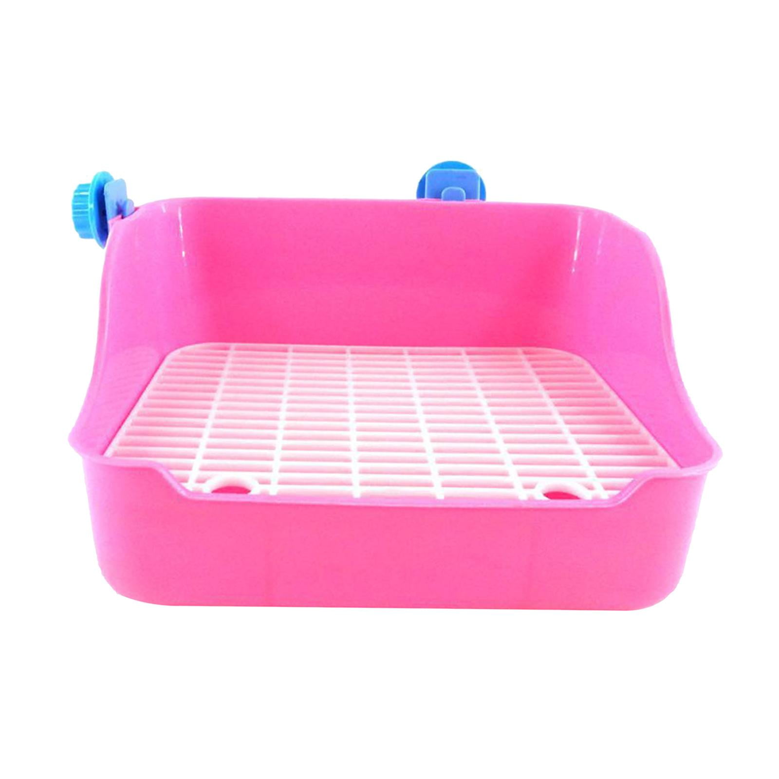 Litter Tray Toilet,Rabbit for Cage Corner,Pet Litter Pan Trainer Bunny  Cleaner,corner large toilet guinea rats Small Animal,Hamster Chinchilla  Ferret Pink