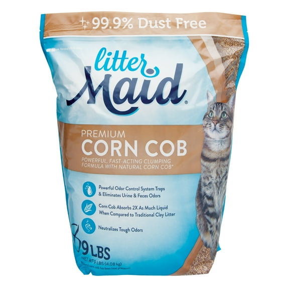 LitterMaid Premium Corn Cob Litter Clumping Formula, Dust Free, 9 lb.