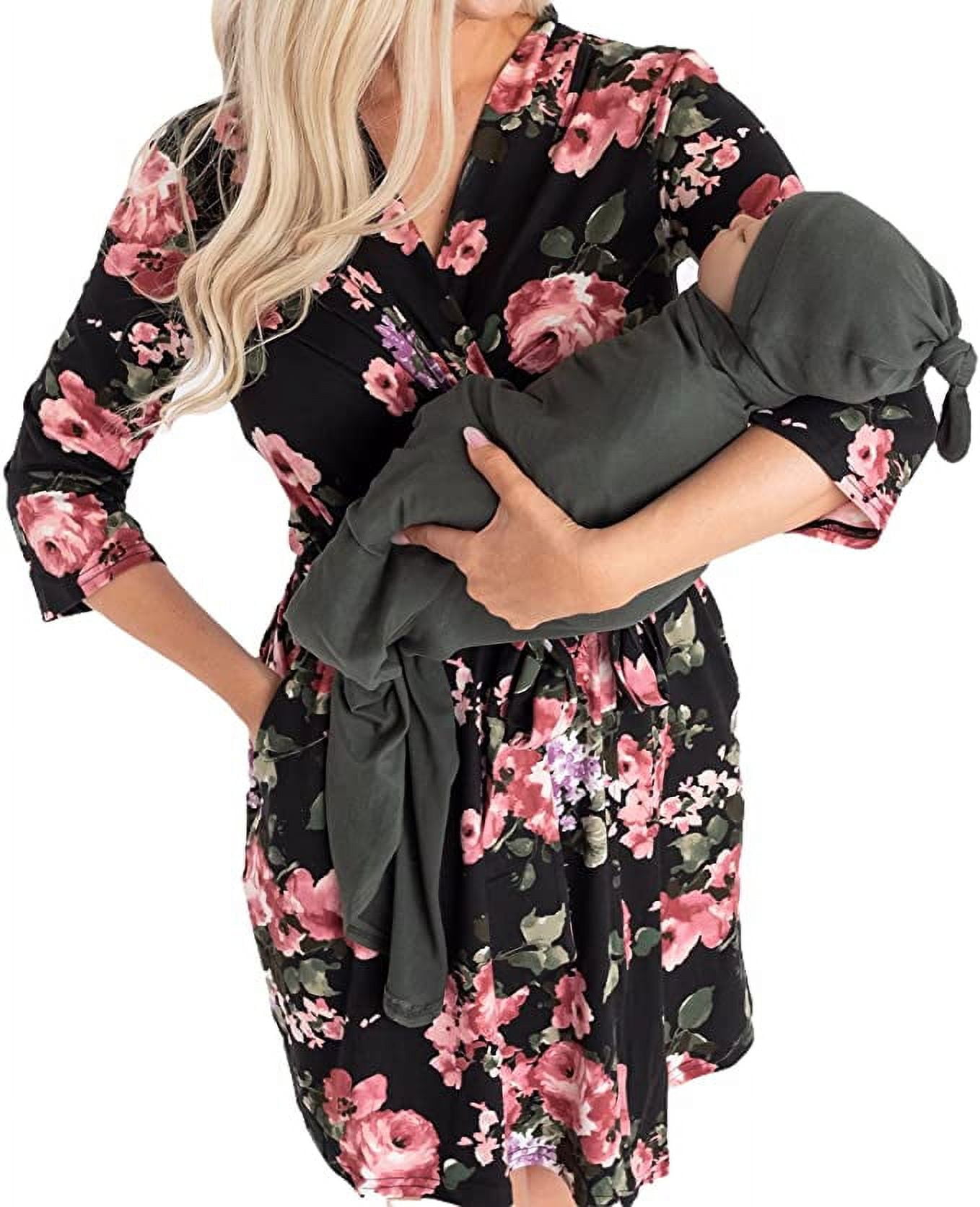 Little Adam and Eve Mommy and Me Robe and Baby Swaddle Set, Maternity