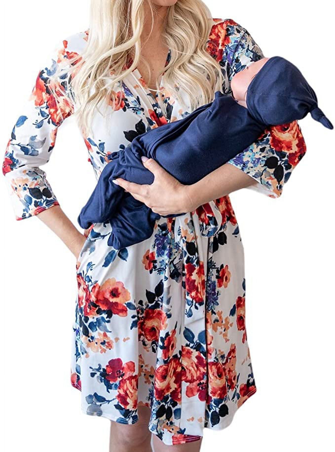 Little Adam and Eve Mommy and Me Robe and Baby Swaddle Set, Maternity