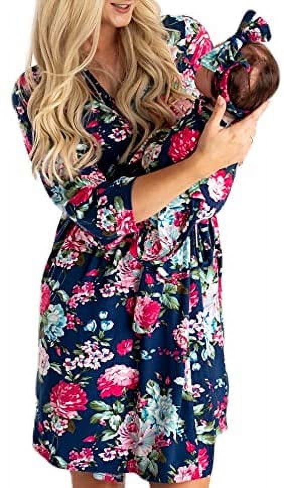 Little Adam and Eve Mommy and Me Robe and Baby Swaddle Set, Maternity